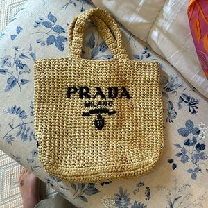 Authentic Prada raffia tote